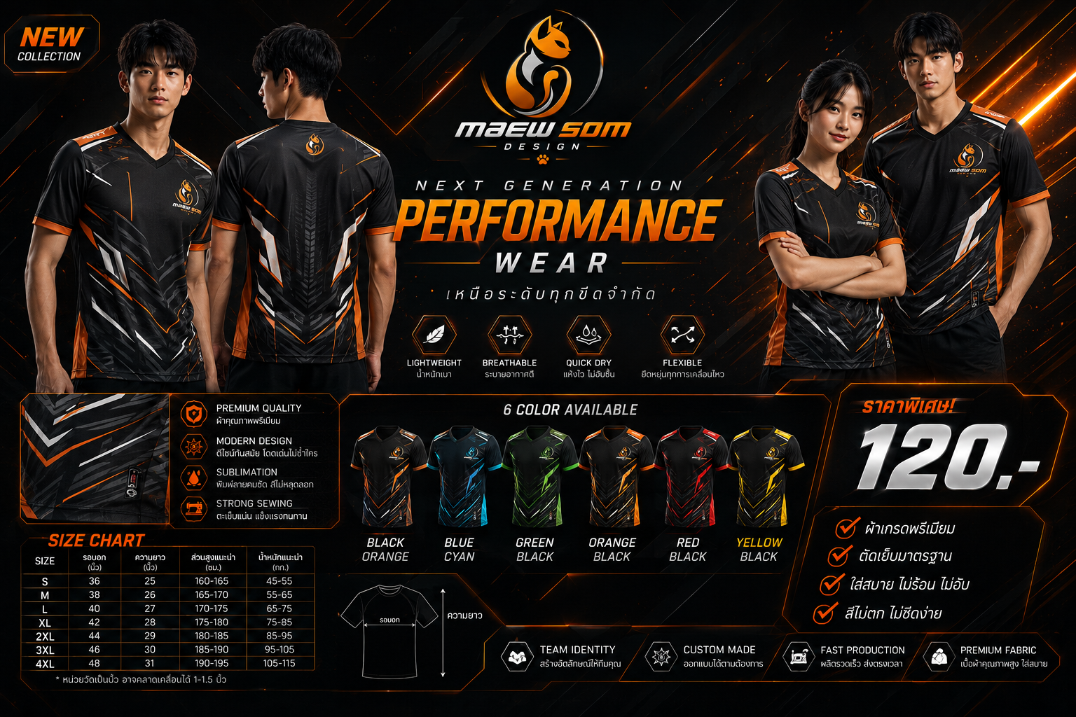 เสื้อทีม MAEW SOM รุ่นเสื้อผ้ากีฬารุ่นใหม่